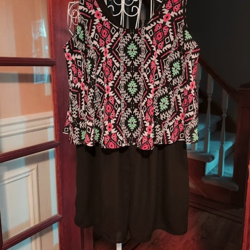 New Love Blossom black shorts one piece romper sz large